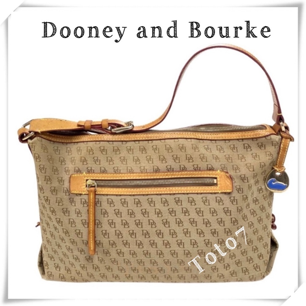 DOONEY and Bourke DB Monogram canvas slouch Satchel in Natural Beige